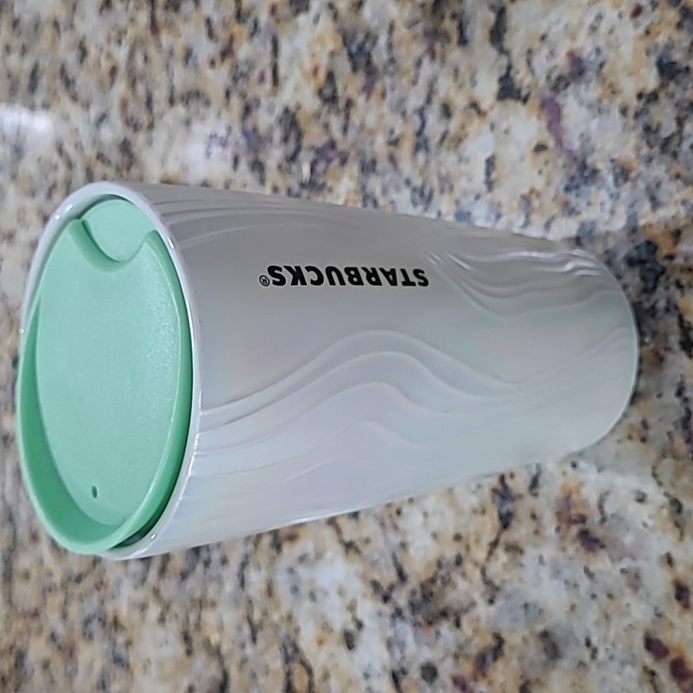 New Starbucks 2024 Summer Pearlescent Wave Luster Ceramic Travel Mug 12 Oz